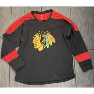 Chicago Blackhawks NHL Long Sleeve Colorblock Shirt Size Large Cotton Hockey